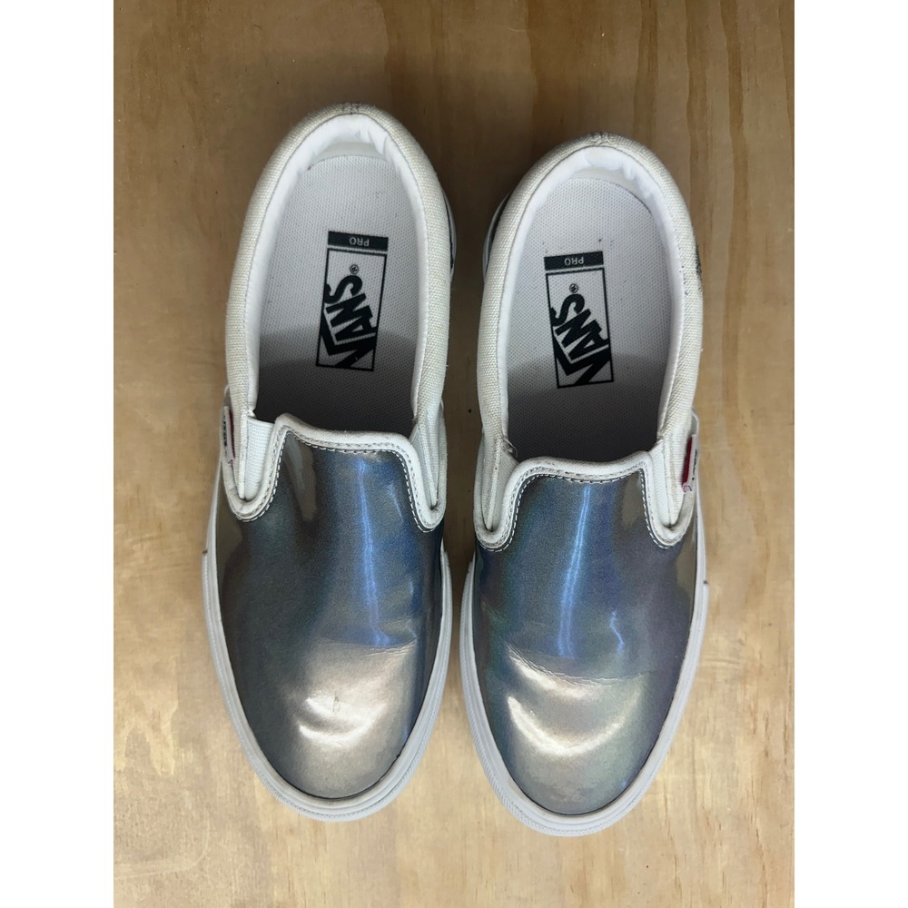 Vans Slip-On Pro Iridescent Holographic Silver White Mens Skate Shoes 500714 8